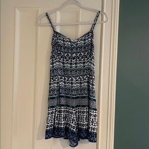 Blue and White Patterned Romper